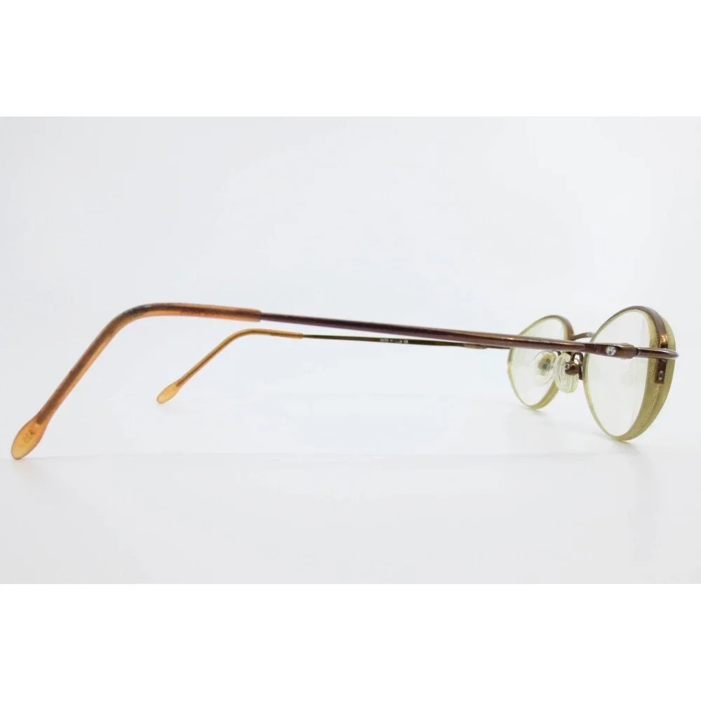 South Hampton SH506 BR Brown Oval Metal Eyeglasses Frames 48-19-135 Demo Lenses
